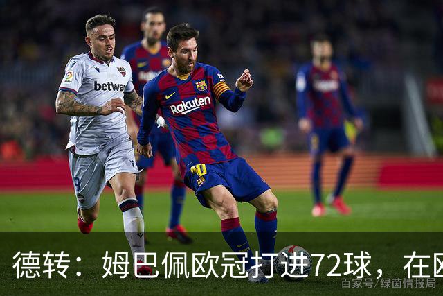 德转：姆巴佩欧冠打进72球，在欧冠百场球员中仅次于莱万和梅西